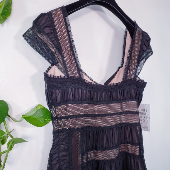New $250 FREE PEOPLE Black Nude Lace Party Dress 2 - Picture 13 of 16